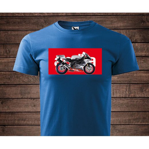 PÁNSKÉ TRIKO S MOTIVEM APRILIA RSV 1000 R - SVĚTLE MODRÉ