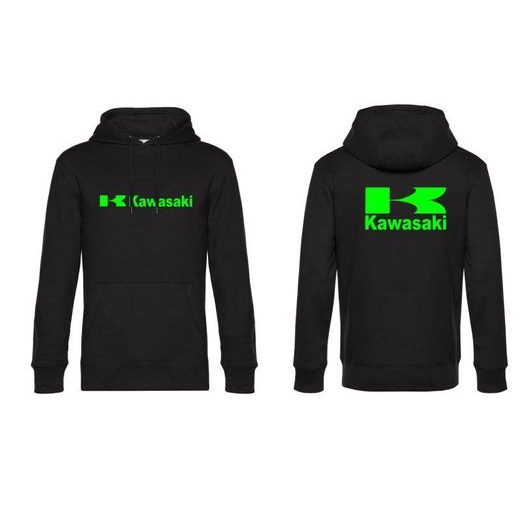 PÁNSKÁ MIKINA S KAPUCÍ A MOTIVEM KAWASAKI 1 - ČERNÁ