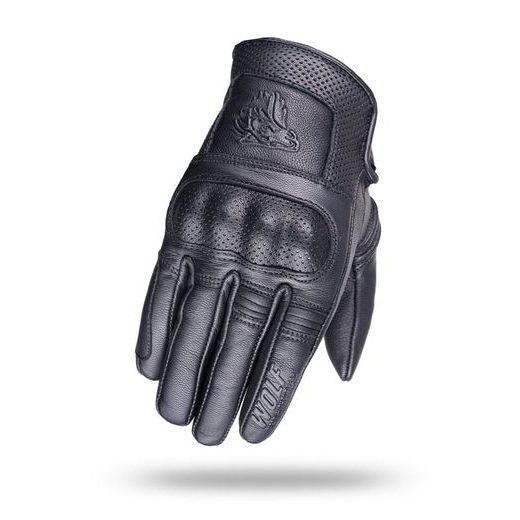 WOLF HORNET BLACK KOŽENÉ RUKAVICE NA MOTORKU