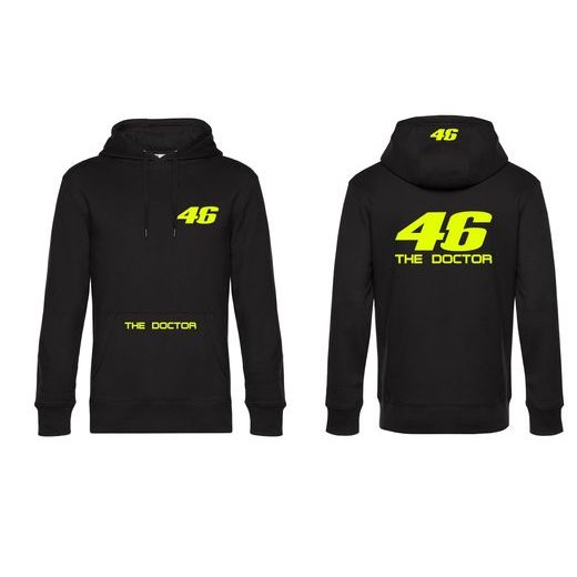 PÁNSKÁ MIKINA S KAPUCÍ A MOTIVEM THE DOCTOR VALE - ČERNÁ