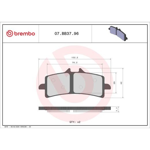 BRZDOVÉ DESTIČKY BREMBO 07BB3796 CC ROAD