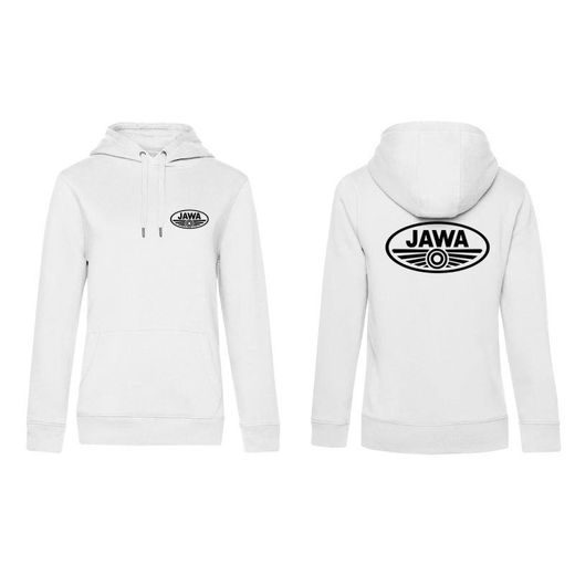 DÁMSKÁ MIKINA S KAPUCÍ A MOTIVEM JAWA - BÍLÁ
