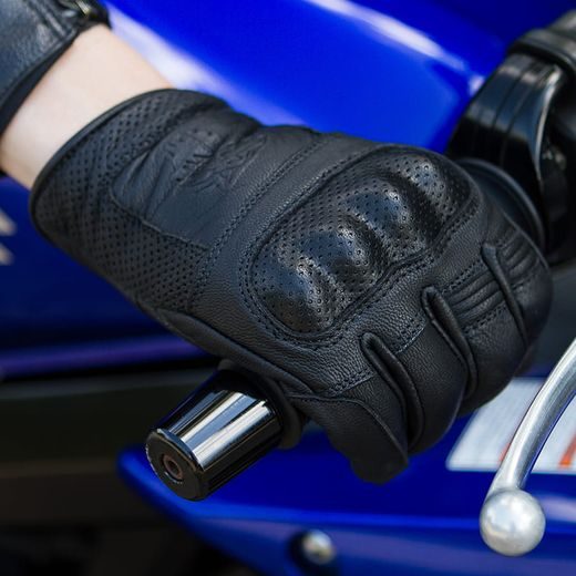 WOLF HORNET BLACK KOŽENÉ RUKAVICE NA MOTORKU