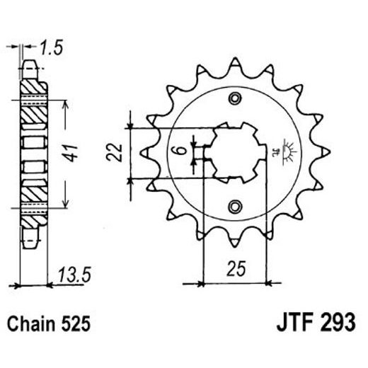 ŘETĚZOVÉ KOLEČKO JT JTF 293-16 16 ZUBŮ, 525