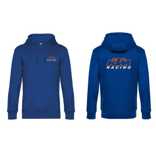 PÁNSKÁ MIKINA S KAPUCÍ A MOTIVEM KTM RACING 3 - KRÁLOVSKY MODRÁ