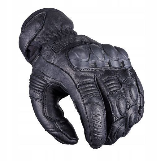 WOLF BANDIT BLACK KOŽENÉ RUKAVICE NA MOTORKU