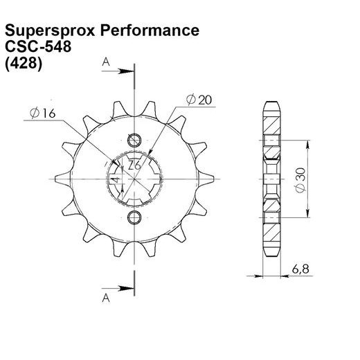 ŘETĚZOVÉ KOLEČKO SUPERSPROX CSC-548:14.5 14 ZUBŮ, 428