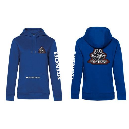 DÁMSKÁ MIKINA S KAPUCÍ A MOTIVEM HONDA VTX - KRÁLOVSKY MODRÁ