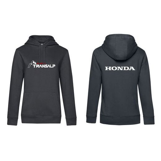 DÁMSKÁ MIKINA S KAPUCÍ A MOTIVEM HONDA TRANSALP - ŠEDÁ
