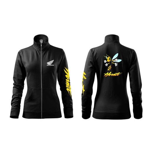DÁMSKÁ MIKINA NA ZIP S MOTIVEM HONDA HORNET - ČERNÁ