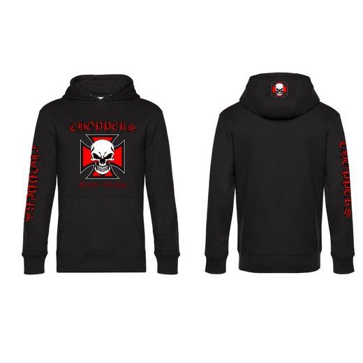 PÁNSKÁ MIKINA S KAPUCÍ A MOTIVEM CHOPPERS RIDE LOUD - ČERNÁ