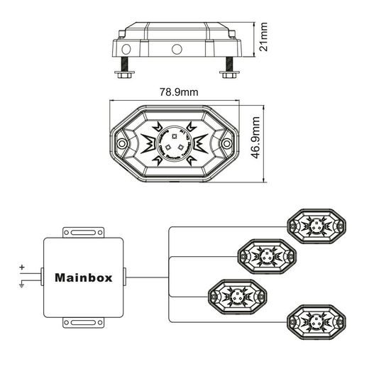 SHARK LED LIGHT,3"X2",3W,MULTI-COLOR,BLUETOOTH CONTROL,4 PCS SET