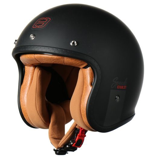 JET HELMA NA MOTORKU SE SLUNEČNÍ CLONOU SPEEDS CULT 2 - ČERNÁ/TITAN/ČERVENÁ MATNÁ