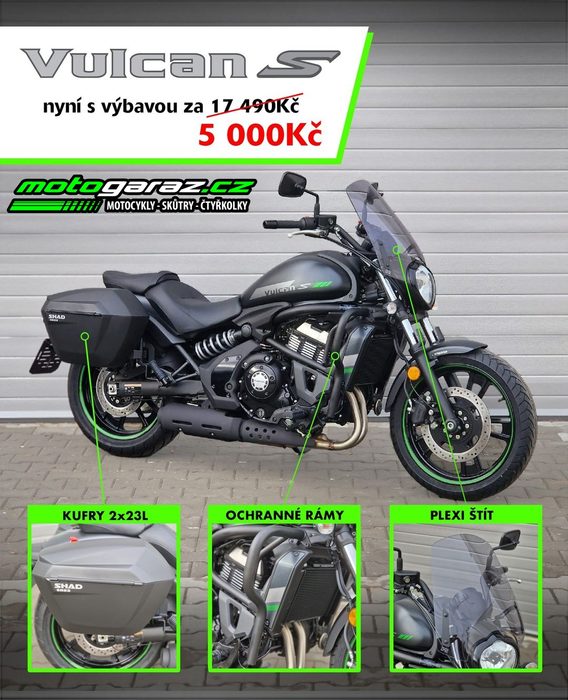 Kawasaki Vulcan S modelový rok 2023 s akční sadou příslušenství!