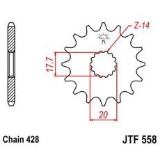 ŘETĚZOVÉ KOLEČKO JT JTF 558-16RB 16 ZUBŮ, 428 POGUMOVANÉ