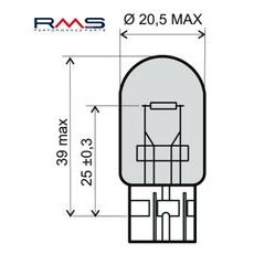 ŽÁROVKA RMS 246510445 12V 21/5W, T20 ORANŽOVÁ