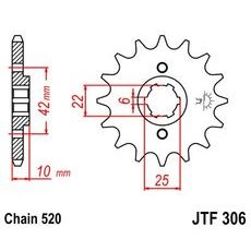 ŘETĚZOVÉ KOLEČKO JT JTF 306-14 14 ZUBŮ, 520