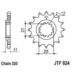 ŘETĚZOVÉ KOLEČKO JT JTF 824-12 12 ZUBŮ, 520