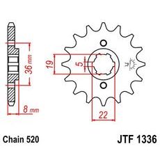 ŘETĚZOVÉ KOLEČKO JT JTF 1336-14 14 ZUBŮ, 520