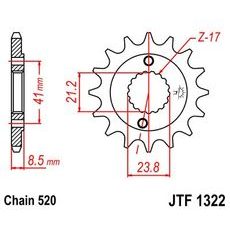 ŘETĚZOVÉ KOLEČKO JT JTF 1322-14 14 ZUBŮ, 520