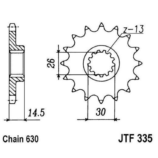 ŘETĚZOVÉ KOLEČKO JT JTF 335-15 15 ZUBŮ, 630