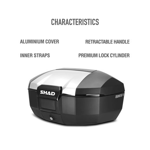 VRCHNÍ KUFR NA MOTORKU SHAD SH51 D0B51200 HLINÍK