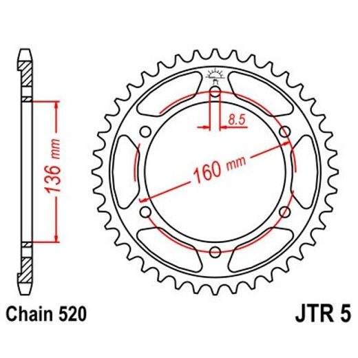 ŘETĚZOVÁ ROZETA JT JTR 5-46 46 ZUBŮ, 520