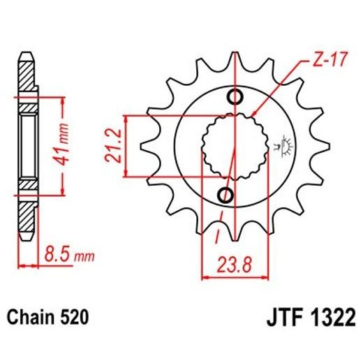 ŘETĚZOVÉ KOLEČKO JT JTF 1322-13 13 ZUBŮ, 520