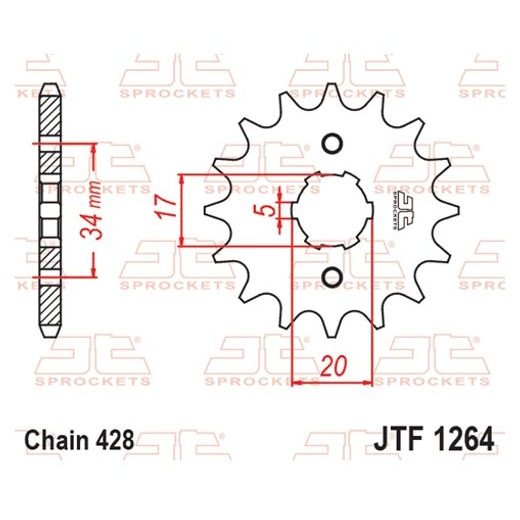 ŘETĚZOVÁ SADA EK - STŘÍBRNÝ ŘETĚZ 428 DEH, NETĚSNĚNÝ, KOLEČKO JT, ROZETA JT PRO HONDA CBR 125 R 2011-2017