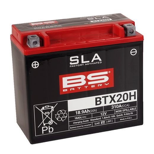 TOVÁRNĚ AKTIVOVANÁ MOTOCYKLOVÁ BATERIE BS-BATTERY BTX20 (FA) (YTX20 (FA))
