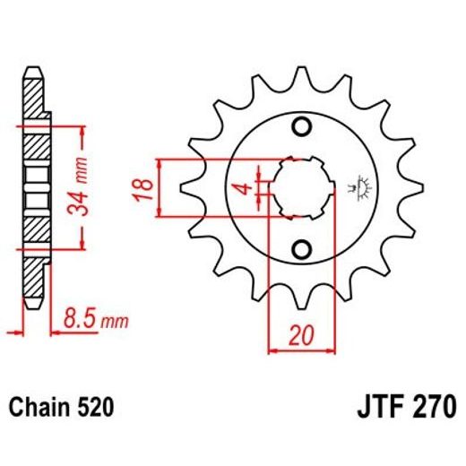 ŘETĚZOVÉ KOLEČKO JT JTF 270-12 12 ZUBŮ, 520