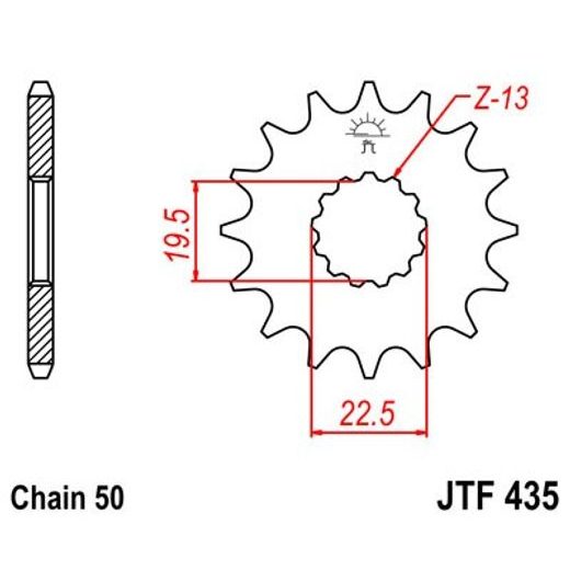 ŘETĚZOVÉ KOLEČKO JT JTF 435-14 14 ZUBŮ, 530