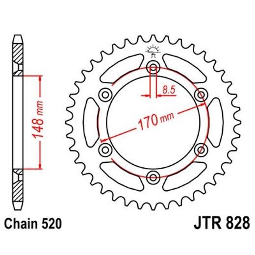 ŘETĚZOVÁ ROZETA JT JTR 828-49 49 ZUBŮ, 520