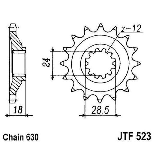 ŘETĚZOVÉ KOLEČKO JT JTF 523-15 15 ZUBŮ, 630