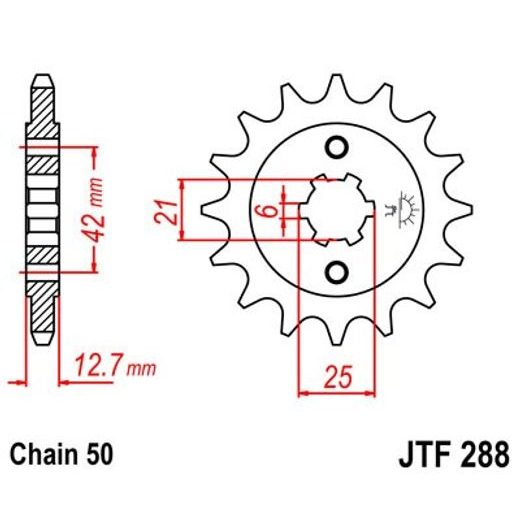 ŘETĚZOVÉ KOLEČKO JT JTF 288-15 15 ZUBŮ, 530