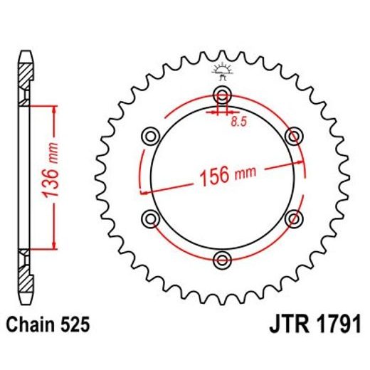 ŘETĚZOVÁ ROZETA JT JTR 1791-42 42 ZUBŮ, 525