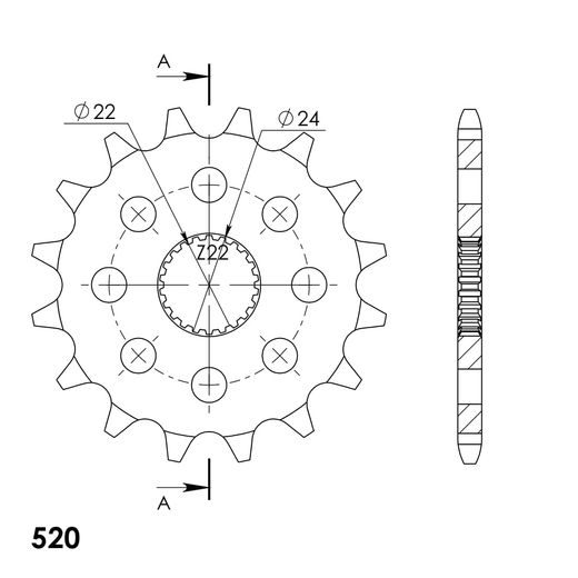 ŘETĚZOVÁ SADA EK - STŘÍBRNÝ ŘETĚZ 520 H, NETĚSNĚNÝ, KOLEČKO SUPERSPROX, ROZETA SUPERSPROX PRO APRILIA ETX 125 1999-2001
