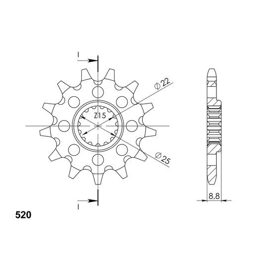 ŘETĚZOVÉ KOLEČKO SUPERSPROX CST-1901:16 16 ZUBŮ, 520