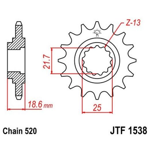 ŘETĚZOVÉ KOLEČKO JT JTF 1538-13 13 ZUBŮ, 520