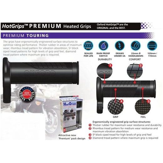 OXFORD VYHŘÍVANÉ GRIPY HOTGRIPS PREMIUM TOURING OF691