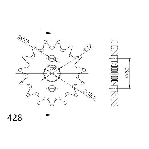 ŘETĚZOVÉ KOLEČKO SUPERSPROX CST-1257:15 15 ZUBŮ, 428