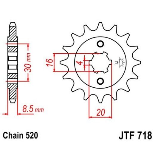 ŘETĚZOVÉ KOLEČKO JT JTF 718-12 12 ZUBŮ, 520