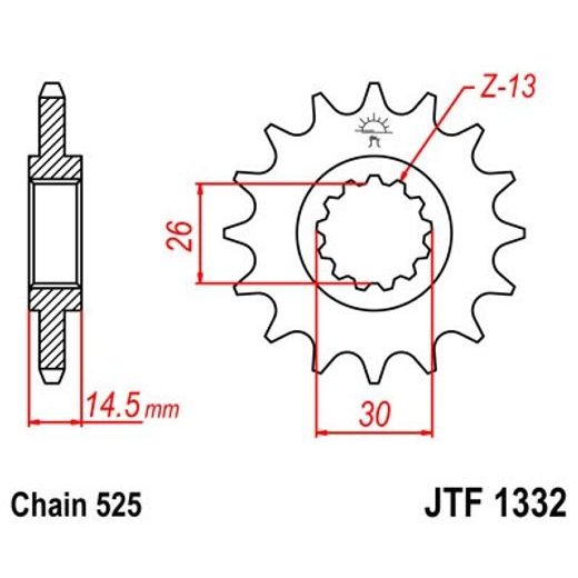 ŘETĚZOVÉ KOLEČKO JT JTF 1332-14 14 ZUBŮ, 525