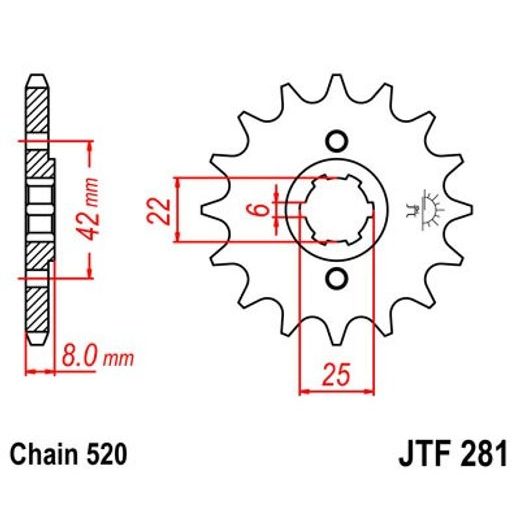 ŘETĚZOVÉ KOLEČKO JT JTF 281-16 16 ZUBŮ, 520