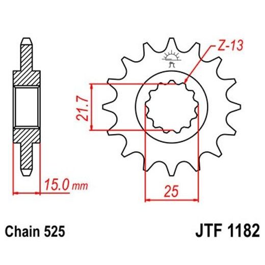 ŘETĚZOVÉ KOLEČKO JT JTF 1182-15 15 ZUBŮ, 525