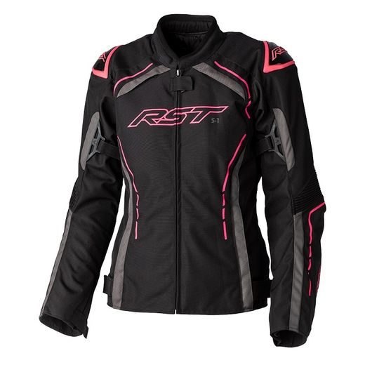 RST S1 LADIES TEXTILE CE JACKET / 3056 ČERNÁ-ŠEDÁ-RŮŽOVÁ