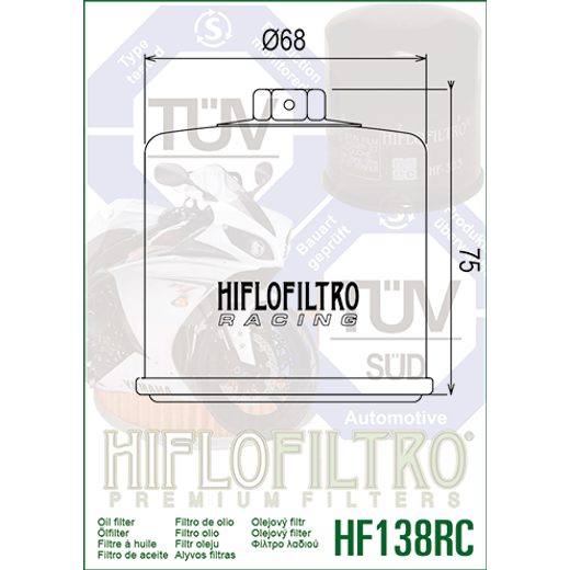 OLEJOVÝ FILTR HIFLOFILTRO HF138RC RACING