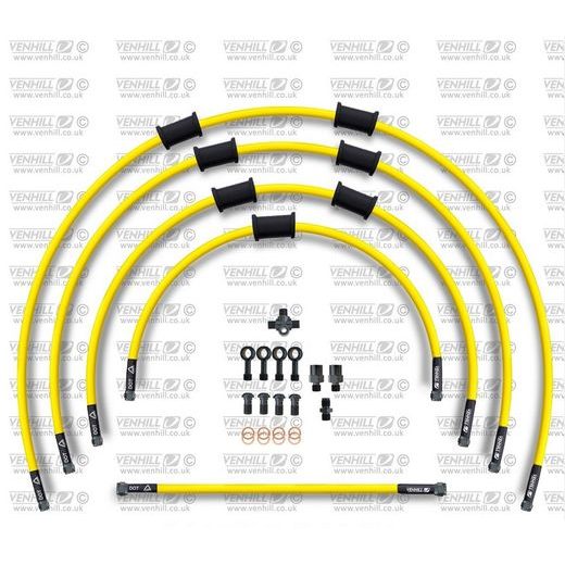 STANDARD HADICE PŘEDNÍ BRZDY SADA VENHILL POWERHOSEPLUS SUZ-6005FB-YE (5HADIC V SADĚ) ŽLUTÉ HADICE, ČERNÉ KONCOVKY