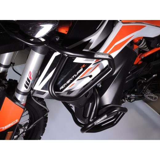 OCHRANNÉ RÁMY MOTORU RDMOTO CF130KD MATNÁ ČERNÁ VRCHNÍ A SPODNÍ PRO KTM ADVENTURE 790 / R 2019-2020, KTM ADVENTURE 890 /R/L 2021-2022