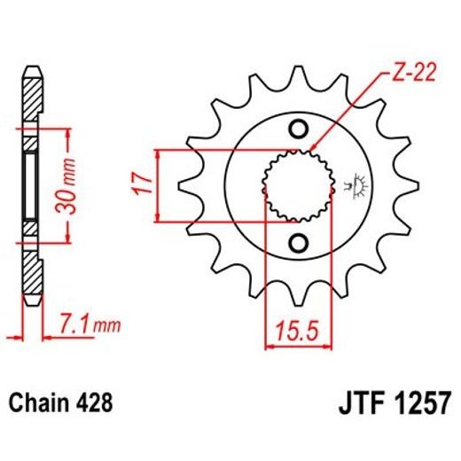 ŘETĚZOVÉ KOLEČKO JT JTF 1257-14 14 ZUBŮ, 428